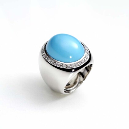 Material 750 Weißgold - Steine Türkis blau Brillanten