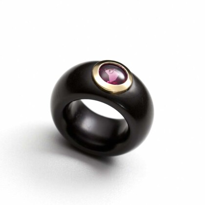 Material Ebenholz 750 Gelbgold - Stein Turmalin Cabochon