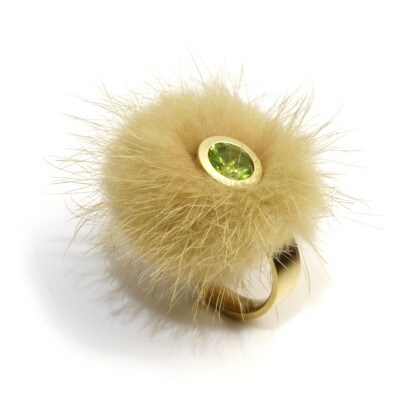 Material Stahl Goldplattiert Nerz - Stein Peridot rund facettiert
