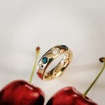 Material 585 Roségold - Steine Brillanten weiß und blau