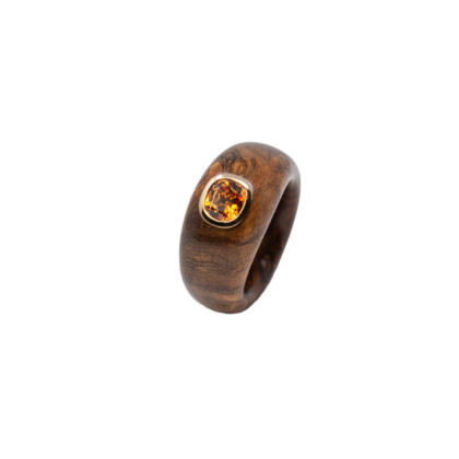Material Palisanderholz 750 Roségold - Stein Mandarin Granat antik
